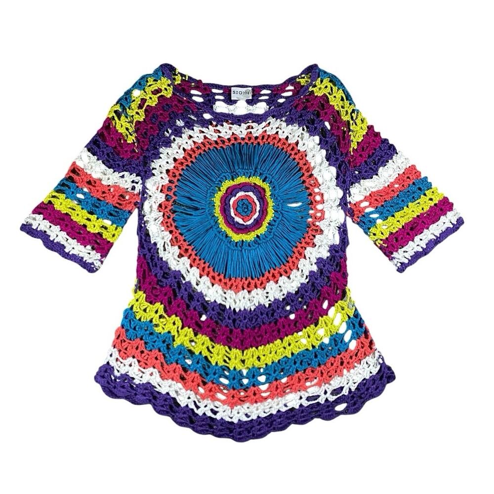 Sioni Mandela Crochet Knit Sweater - L